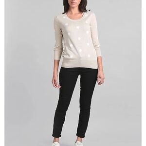GAP Cream Cotton Knit Polka Dot Sweater Size XS